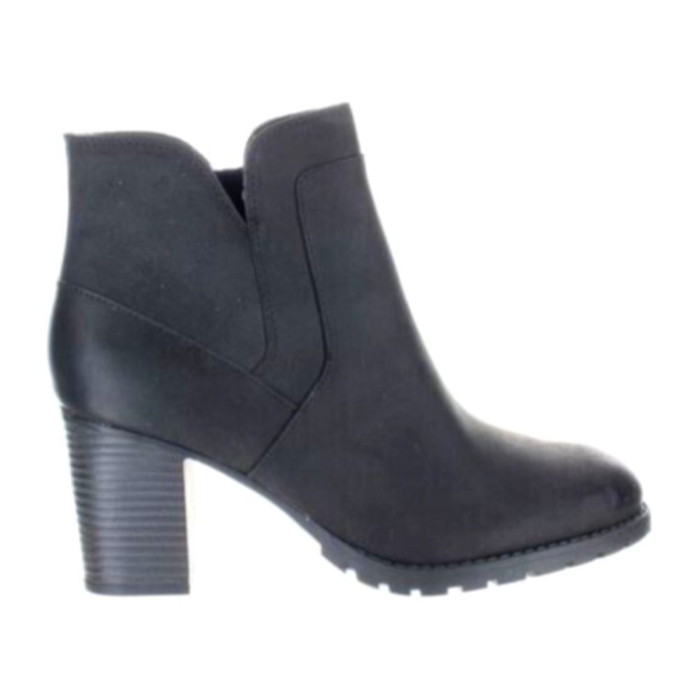 Clarks Verona Black Leather Step Side Zip Block Heel Ankle Boots, Sz 8.5